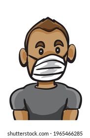 Man using face mask for covid19 character vector image, Prevention Covid 19 Pandemic