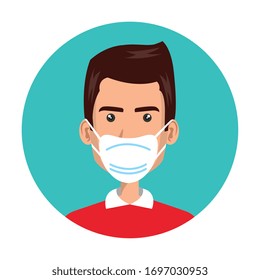 Mann mit Gesichtsmaske, isolierte Symbol-Vektorillustration