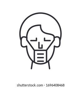 man using face mask line style icon vector illustration design