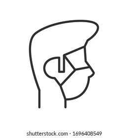 man using face mask line style icon vector illustration design