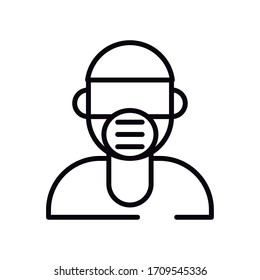 man using face mask line style icon vector illustration design