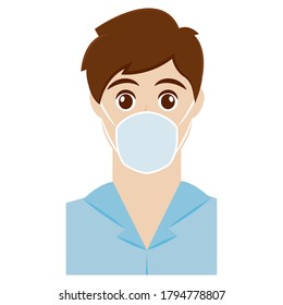 Man using a facemask. Coronavirus prevention - Vector illustration