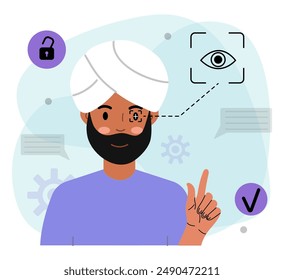 Man Using Facial Recognition for Security