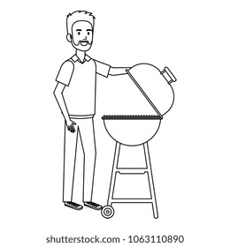 man using grill character