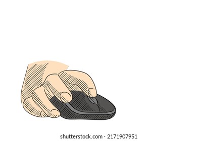 Man using his hand to control mouse computer design illusratration