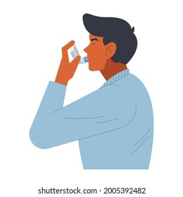 man using inhaler nebulizing character