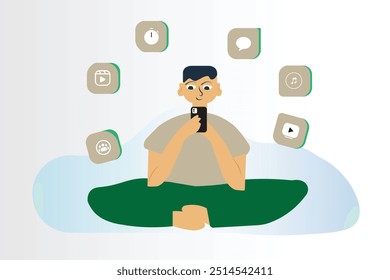 Man using internet on phone