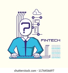 man using keyboard fintech concept