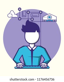 man using keyboard fintech concept