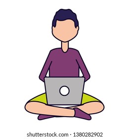 man using laptop