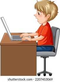 A man using laptop cartoon illustration