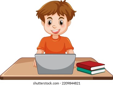 A man using laptop cartoon illustration