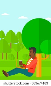 Man using laptop for education.