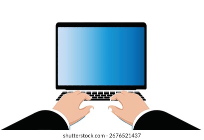 Um homem está usando um laptop para seu trabalho pessoal 