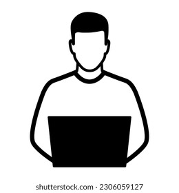 Man using laptop icon, communication and technology concept - Powered by Shutterstock - Get 15% off with code: PIKWIZARD15