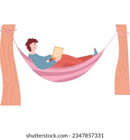 Hombre usando tablet móvil portátil tumbado en la hamaca