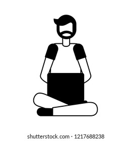 man using laptop sitting