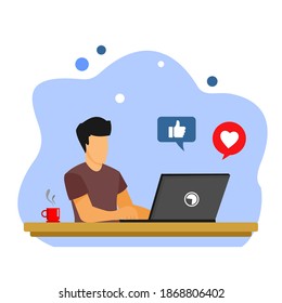 Man Using Laptop Various Icons Bubble Stock Vector (Royalty Free ...