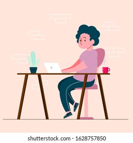 A man using a laptop vector illustration
