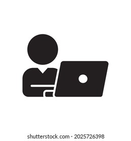 Man using laptop vector illustration suitable for icon or symbol
