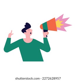 man using megaphone device character