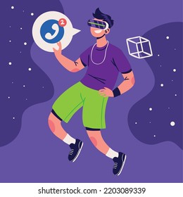 man using metaverse glasses, design