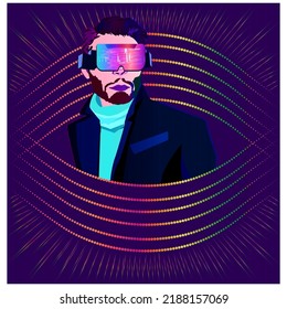 man using metaverse technology illustration.