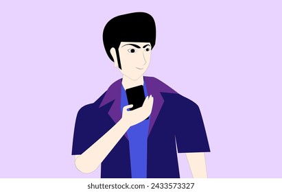 A man using a mobile phone looks handsome and cool.