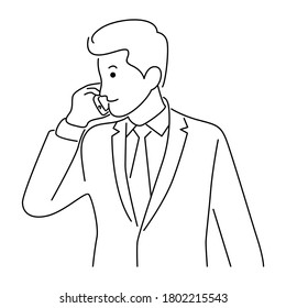 Man using mobile phone to talk to positive emotions, talking on phone
