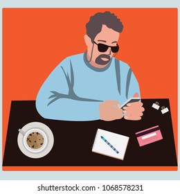 Man using mobile smartphone with credit cards for online purchasing.Smartphone communication, payments application system, money transfer