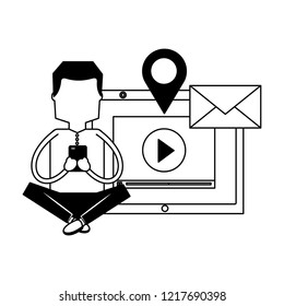man using mobile social media