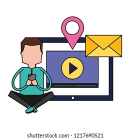 man using mobile social media