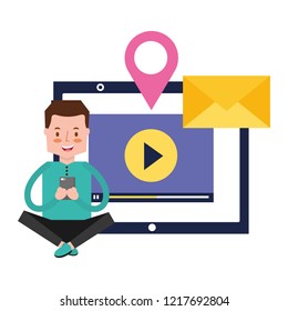 man using mobile social media
