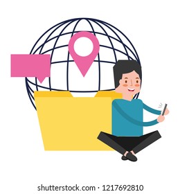 man using mobile social media