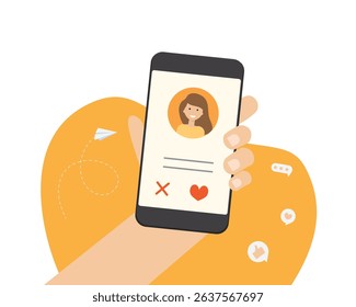 Man using online dating app