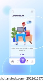 man using online messenger app on laptop social media network online communication concept