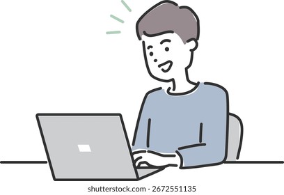 A man using a PC for work or internet searches