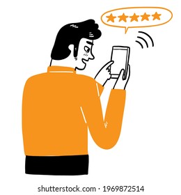 The man using the phone, Hand draw Vector illustration doodle style 