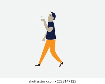 A man using phone make with vector arts 