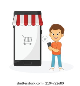 Man using phone for shopping online with e-commerce