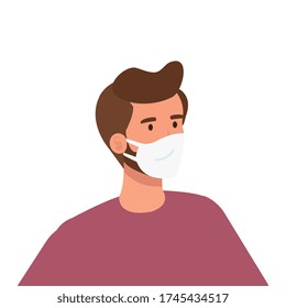 man using protective surgical mask for covid 19 prevention vector illustration design