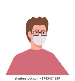 hombre que usa máscara quirúrgica protectora para diseño de ilustraciones vectoriales de prevención de covid 19