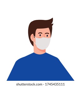 man using protective surgical mask for covid 19 prevention vector illustration design