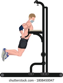 A man using pull up fitness equipment illustration