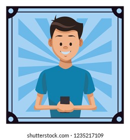 Man using smartphone