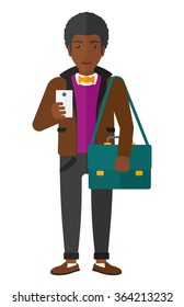 Man using smartphone.