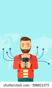Man using smartphone. Man using smartphone.