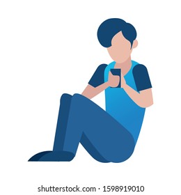 man using smartphone avatar character vector illustration design