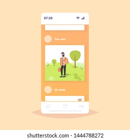 man using smartphone businessman walking outdoor having fun in summer park smartphone addiction communication concept online mobile application cellphone screen flat full length