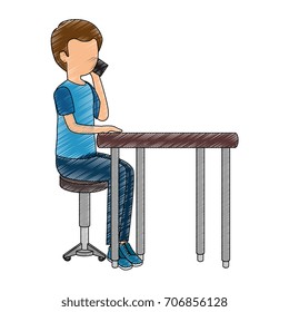 man using smartphone character